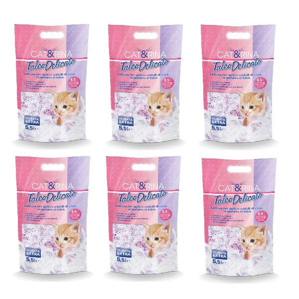 6x5,5lt CAT&RINA Lettiera Gatto in Silicio - Profumazione Talco 6x5,5lt CAT&RINA Lettiera Gatto in Silicio - Profumazione Talco